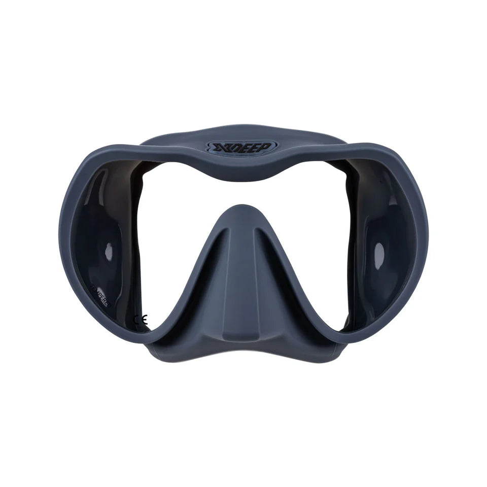 Grey XDEEP Radical low-volume scuba diving mask with frameless single-lens design